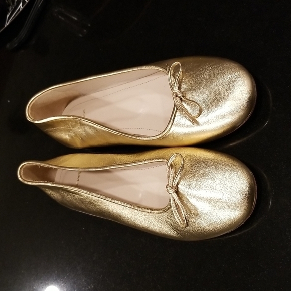 💕ANINE BING💕 Ballerinas ~ Leather Ballerina Flats Gold 39 NWOT - Picture 6 of 15